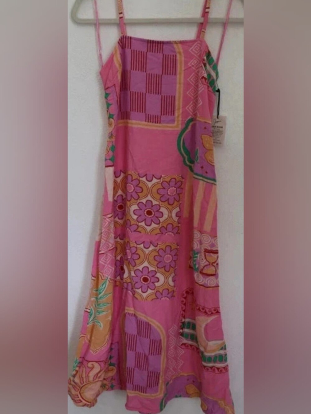 Japna Pink Floral Patchwork Midi Sundress NWT XS